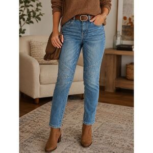 Indigo Thread Co Womens Size 6 Moto Skinny Jeans Blue Stretch Mid Rise